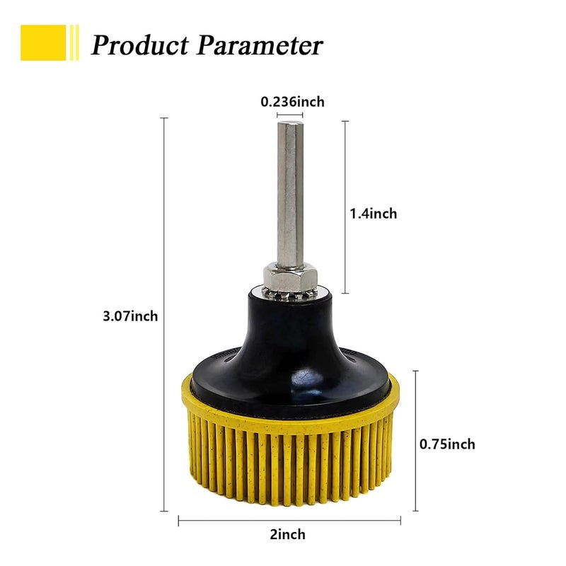 HIEMTE Tools 2 Inch Bristle Disc Bristle Disc Grade - 80# Grit Abrasive Coating Removal Disc for Metal with 6mm Shank Attachment 1set - Image 2
